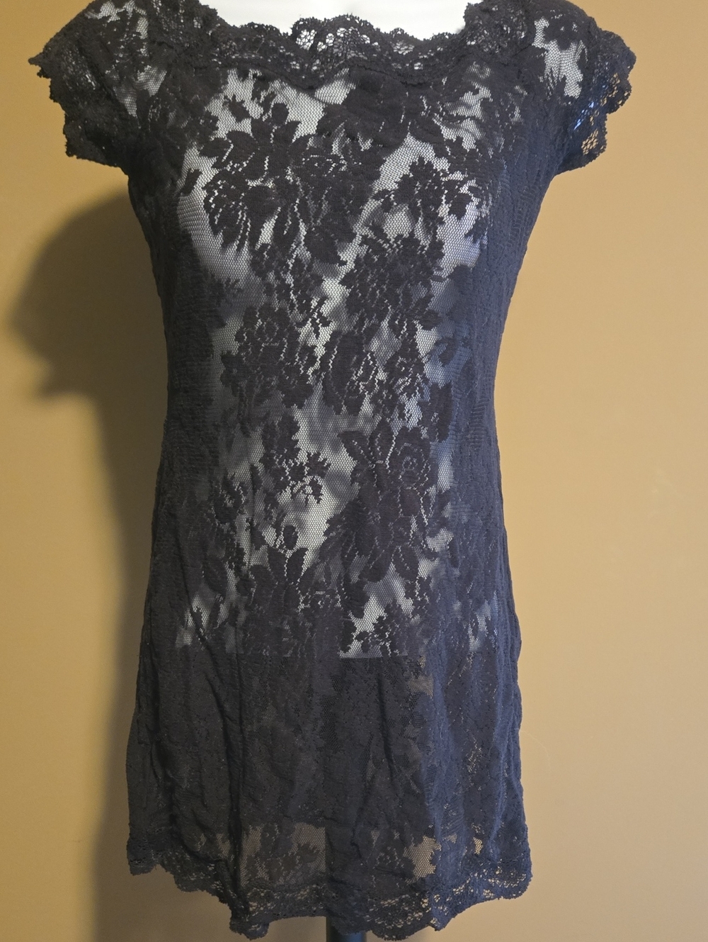 Sexy And Subtle Victoria's Secret BLACK Lace Chemise Pullon XS
